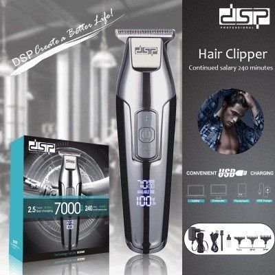 Επαναφορτιζόμενη κουρευτική μηχανή & trimmer με λεπίδα ακριβείας από ανοξείδωτο ατσάλι και εντυπωσιακό design. Με μεγάλη αυτονομία μπαταρίας, εργονομικό σχεδιασμό και αξεσουάρ, ιδανική για κάθε είδους περιποίηση σε μαλλιά, γένια και σώμα. Κατάλληλη για οικιακή και επαγγελματική χρήση. Χαρακτηριστικά: Ισχύς: 5W, Ταχύτητα 7000 RPM, Ψηφιακή οθόνη ένδειξης μπαταρίας LED, Λειτουργία χαμηλού θορύβου, Επαναφορτιζόμενη μπαταρία, Χρόνος φόρτισης: 2.5 ώρες, Χρόνος λειτουργίας: έως 240 λεπτά, 3 χτενάκια για διαφορετικά μήκη κοπής (1/2/3mm). Η συσκευασία περιλαμβάνει: 1 x Κουρευτική μηχανή, 1 x Καλώδιο φόρτισης, 3 x Χτενάκια οδηγοί, 1 x Βούρτσα καθαρισμού, 1 x Λαδάκι λίπανσης, 1 x Οδηγίες χρήσης στα Αγγλικά.